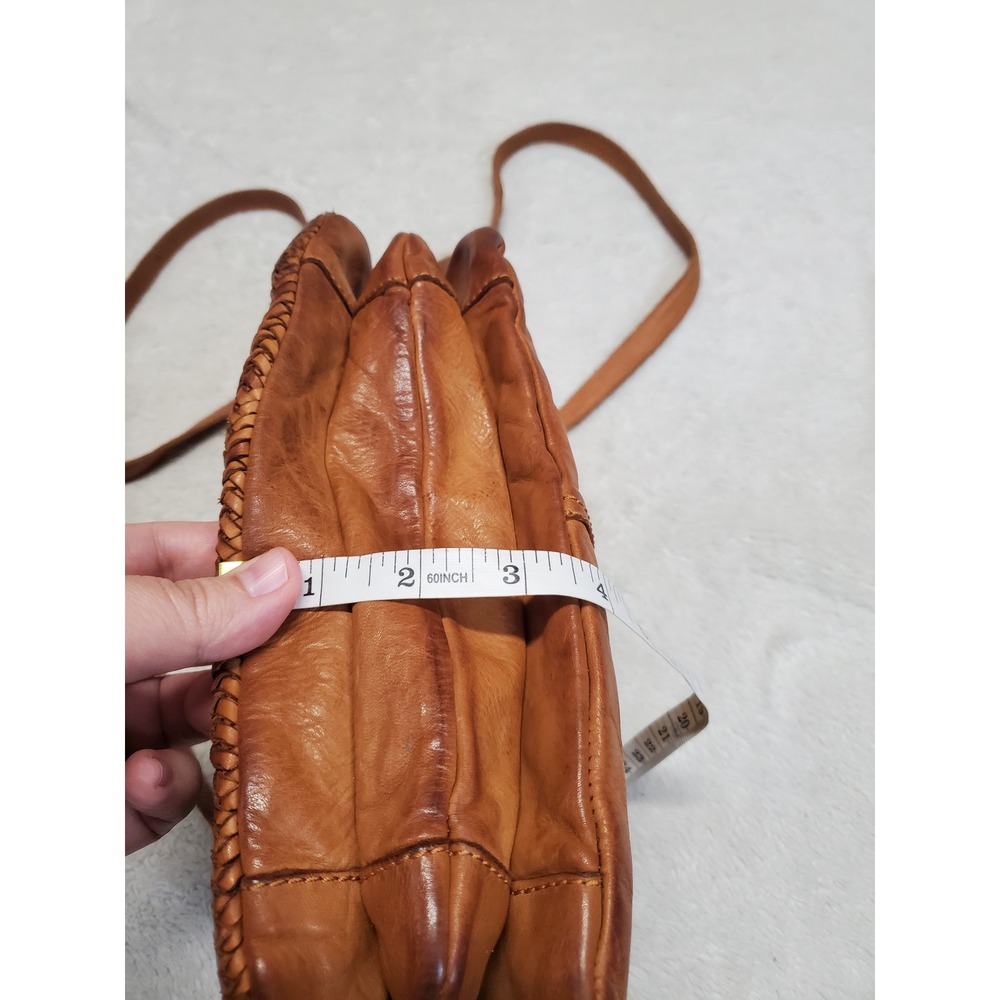 Tan Brown Woven Leather Crossbody Purse Bag Boho Bohemian Casual Western Basic - Picture 7 of 10
